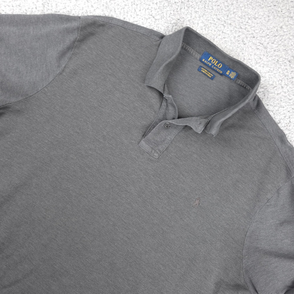 Polo Ralph Lauren Mens XL Custom Slim Fit Stretch Mesh‎ Gray Polo Shirt